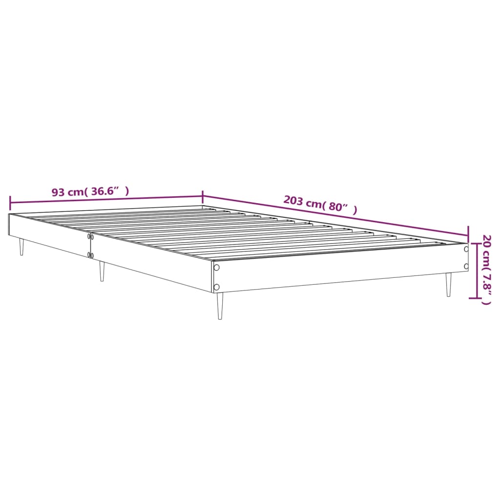 Cadre de lit gris béton 90x200 cm en bois