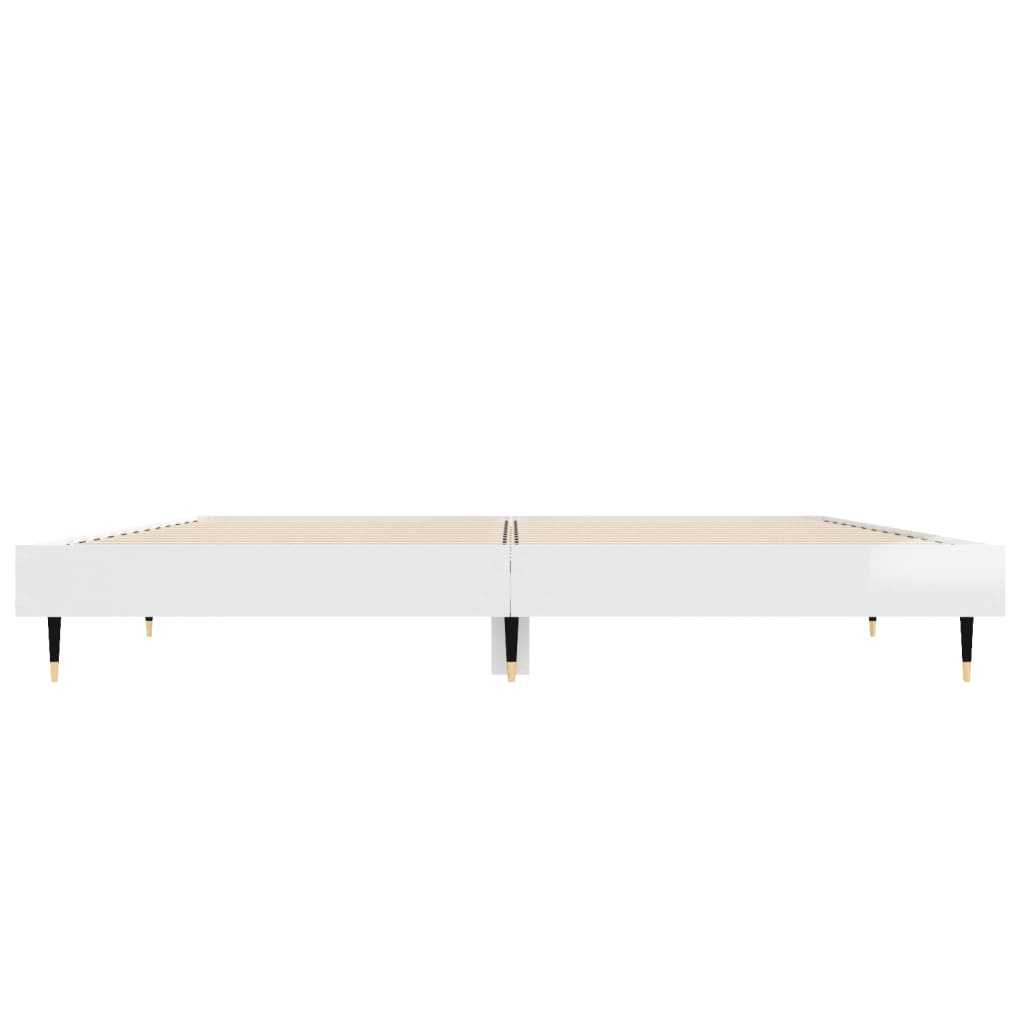 Cadre de lit blanc brillant 140x190 cm en bois