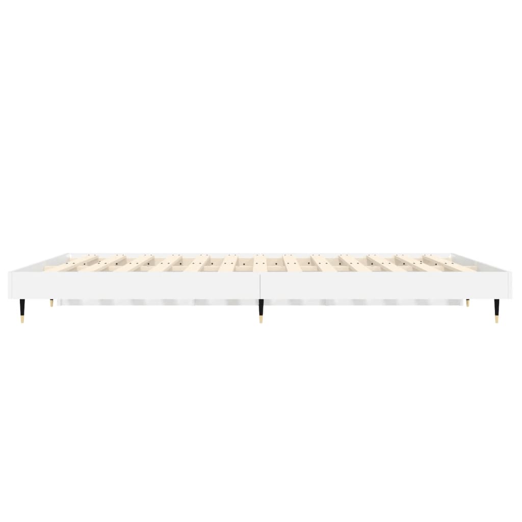Cadre de lit blanc brillant 140x190 cm en bois