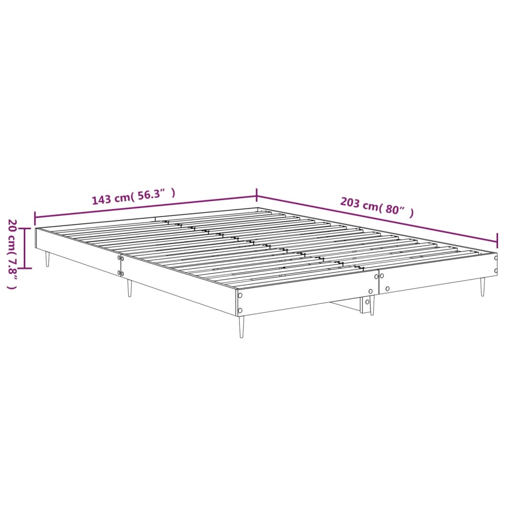 Bettgestell Braun Eichen-Optik 135x190 cm Holzwerkstoff