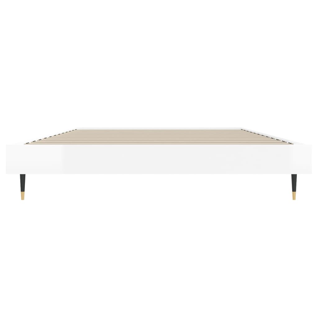 Cadre de lit blanc brillant 90x190 cm en bois