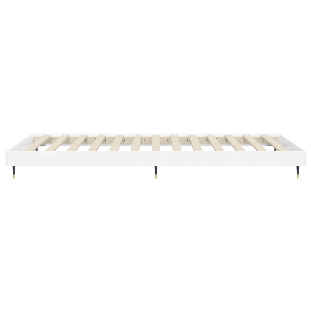Cadre de lit blanc brillant 90x190 cm en bois