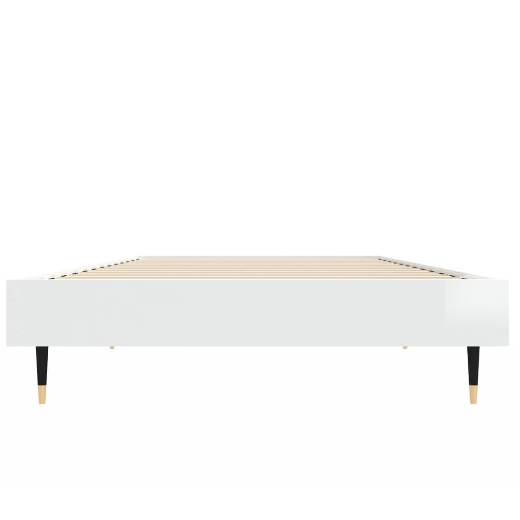 Cadre de lit blanc brillant 75x190 cm en bois