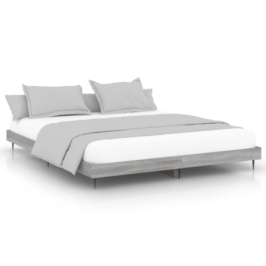 Bed frame Grey Sonoma 200x200 cm wood material