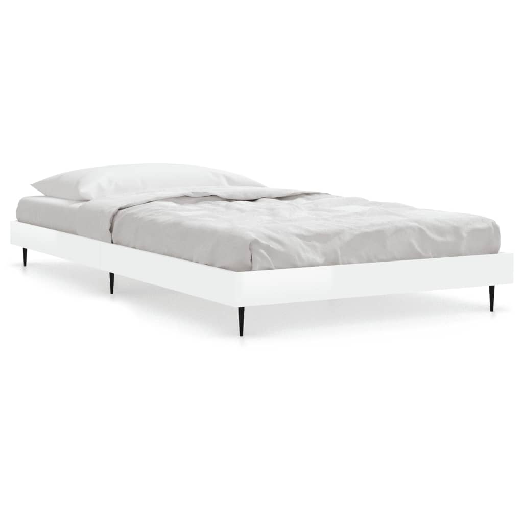 Bed frame high gloss white 100x200 cm wood material