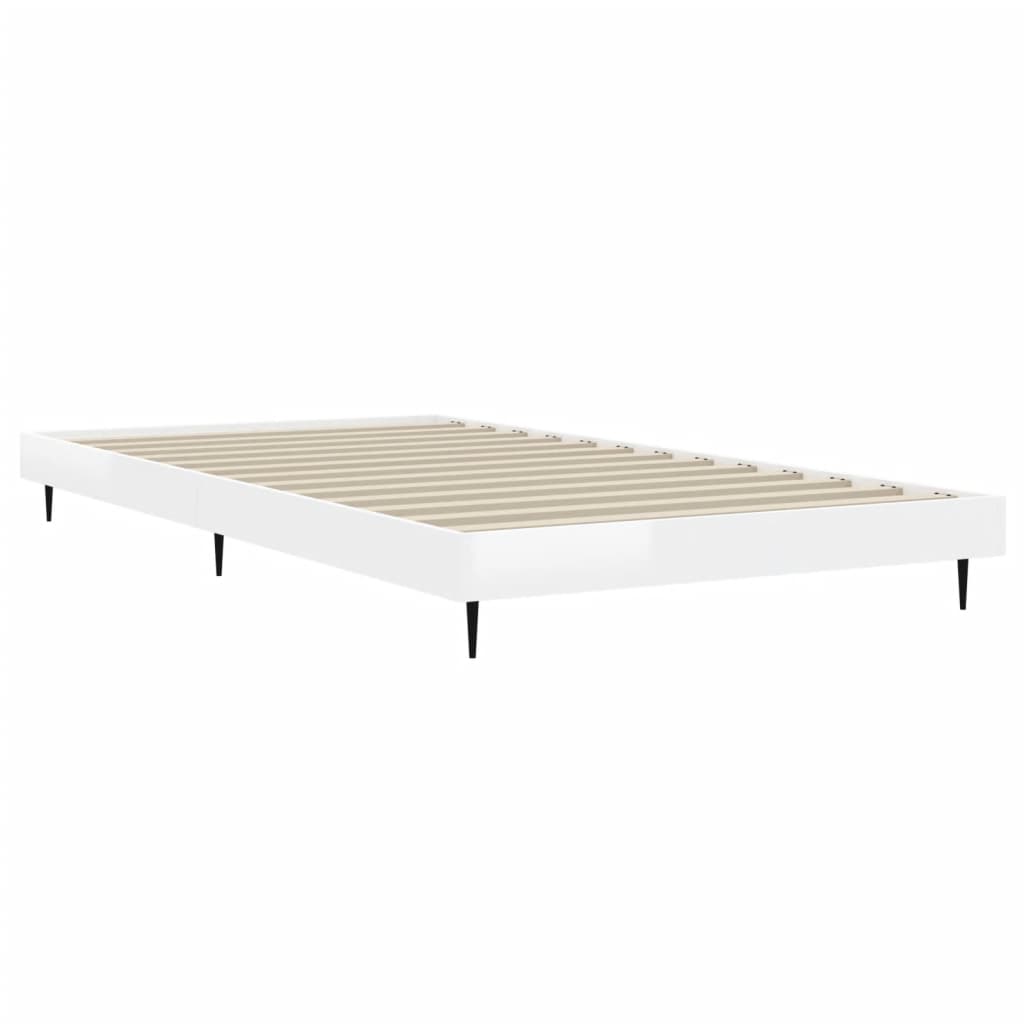 Bed frame high gloss white 100x200 cm wood material