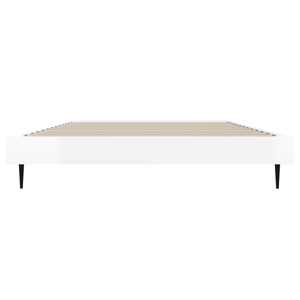 Bed frame high gloss white 100x200 cm wood material