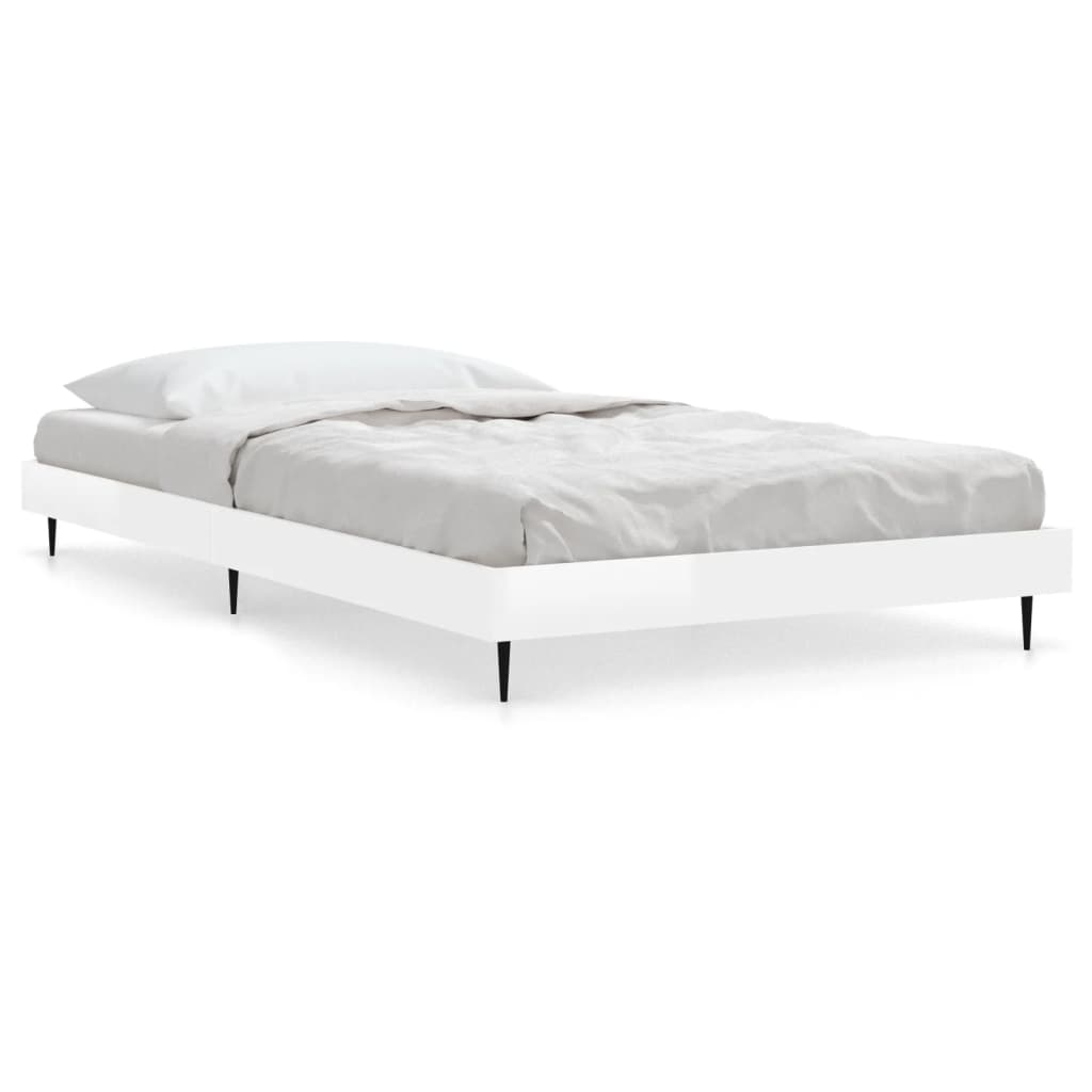 Bed frame high gloss white 90x200 cm wood material