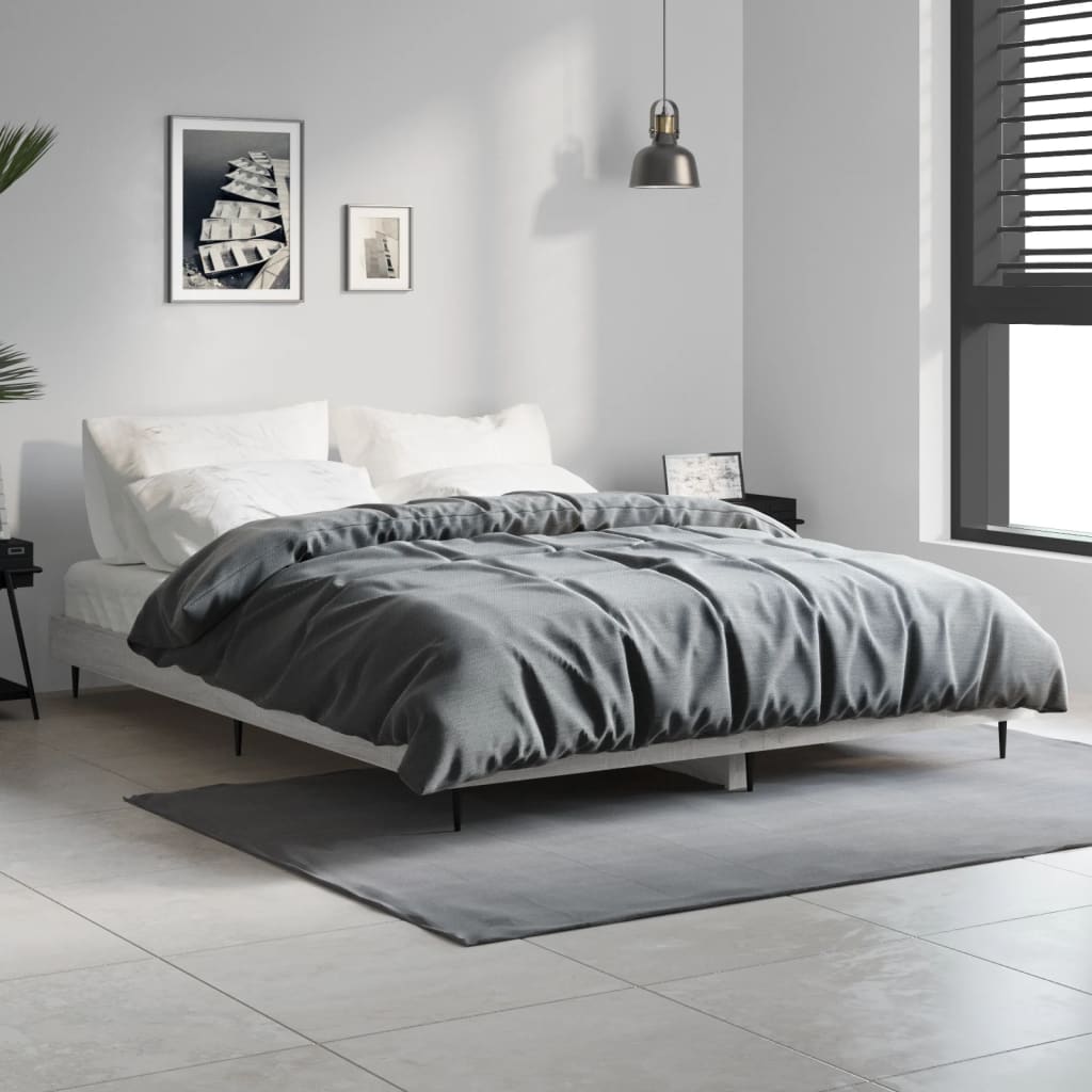 Bed frame Grey Sonoma 140x190 cm wood material