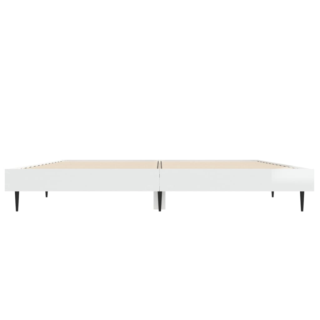 Cadre de lit blanc brillant 135x190 cm en bois