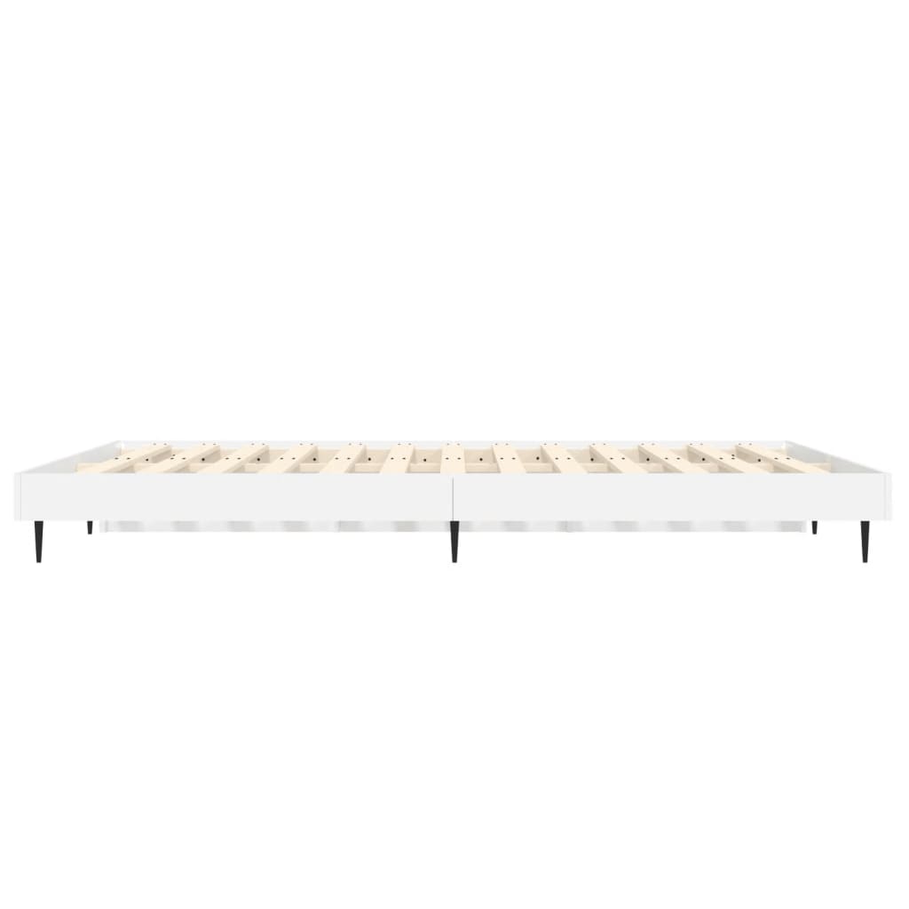 Cadre de lit blanc brillant 135x190 cm en bois