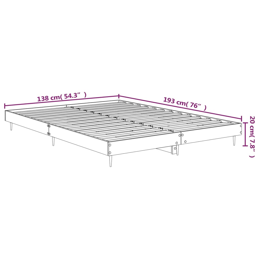 Bettgestell Betongrau 135x190 cm Holzwerkstoff