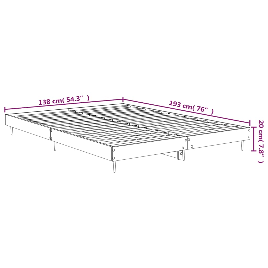 Bettgestell Braun Eichen-Optik 135x190 cm Holzwerkstoff