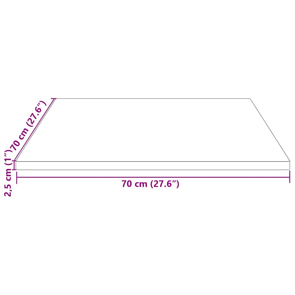 Tischplatte Weiß 70x70x2,5 cm Massivholz Kiefer Quadratisch