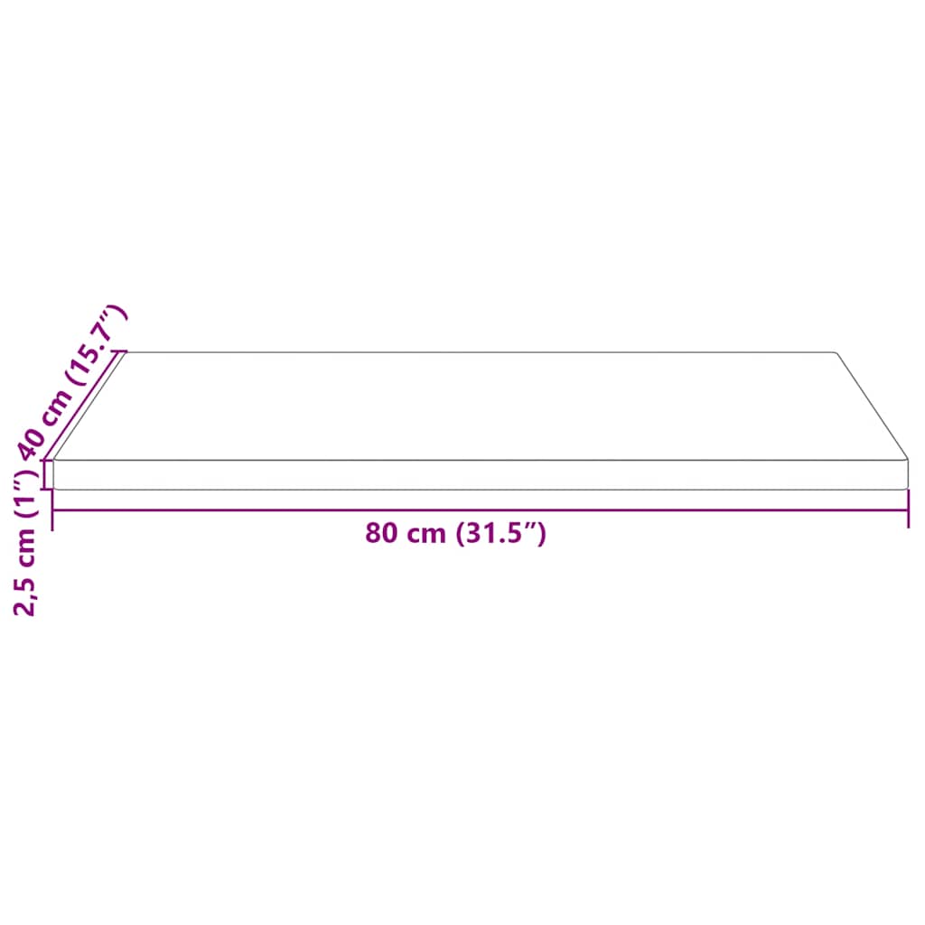 Tischplatte Weiß 80x40x2,5 cm Massivholz Kiefer Rechteckig