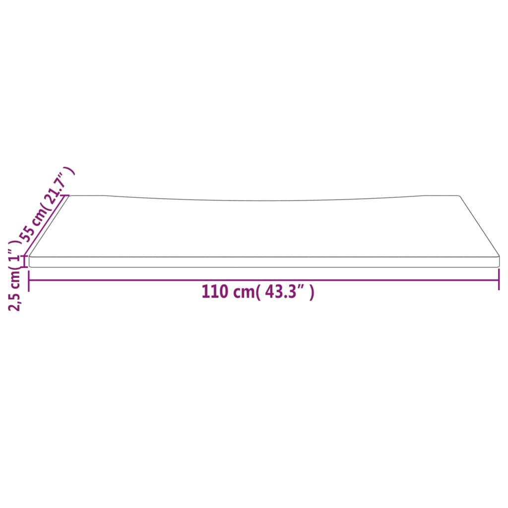 Schreibtischplatte 110x55x2,5 cm Massivholz Kiefer