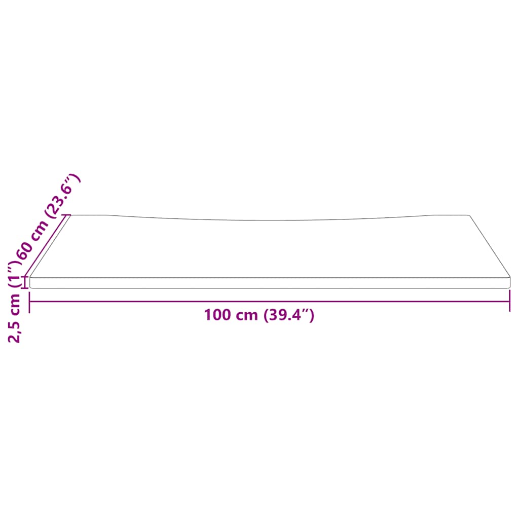 Plateau de bureau 100x60x2,5 cm en pin massif