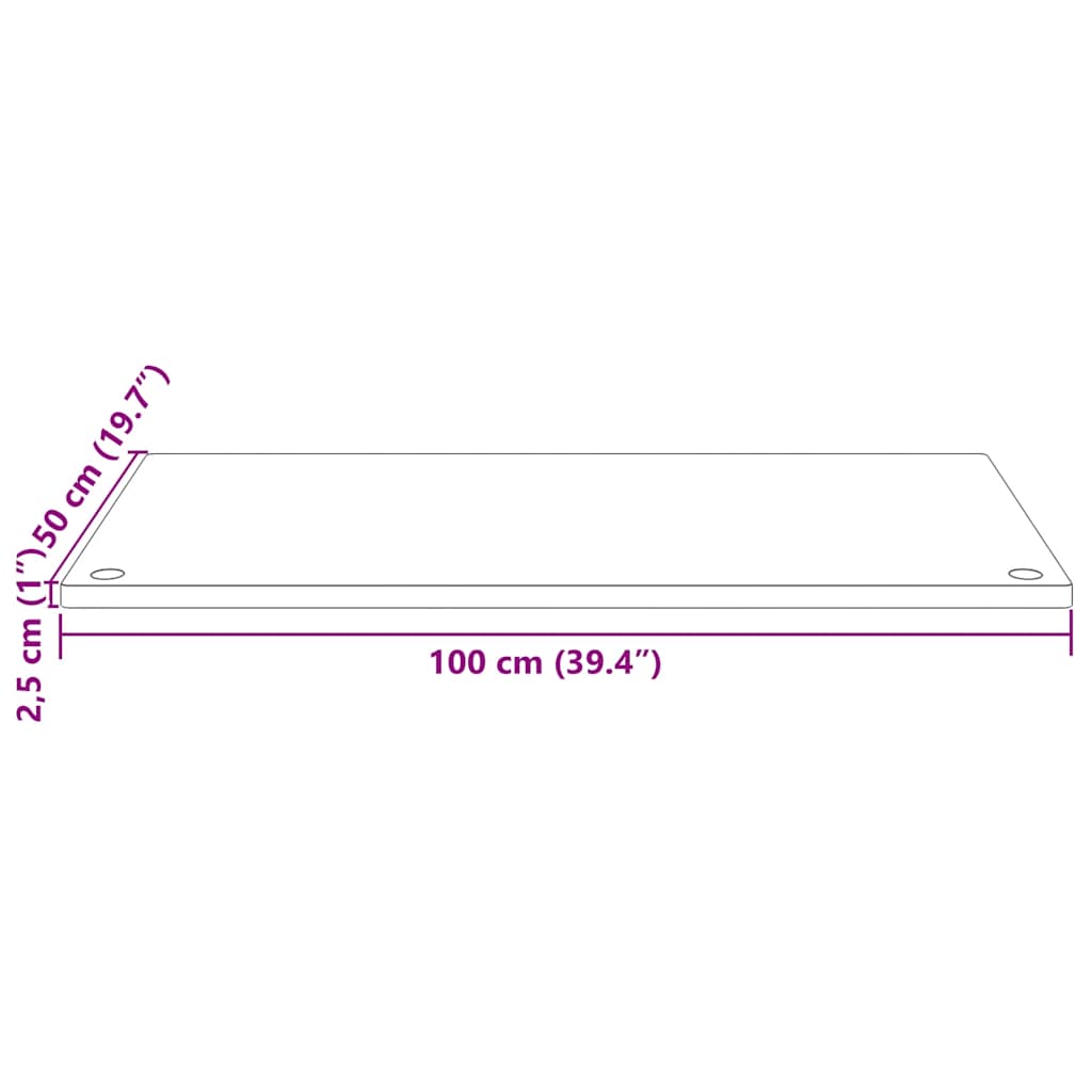 Plateau de bureau 100x50x2,5 cm en pin massif