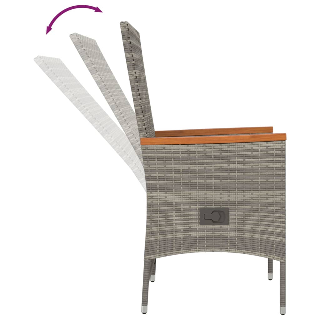 5-tlg. Garten-Essgruppe mit Kissen Grau Poly Rattan