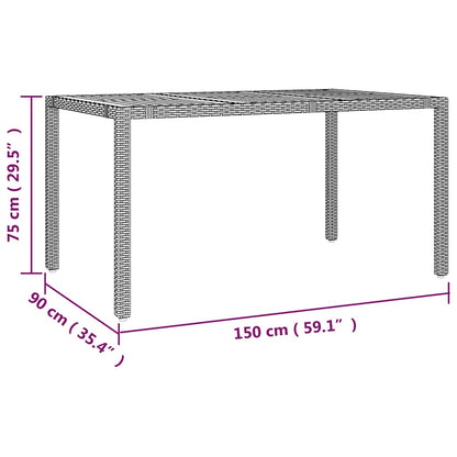 7-tlg. Garten-Essgruppe mit Kissen Grau Poly Rattan