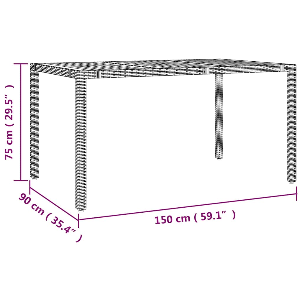7-tlg. Garten-Essgruppe mit Kissen Grau Poly Rattan