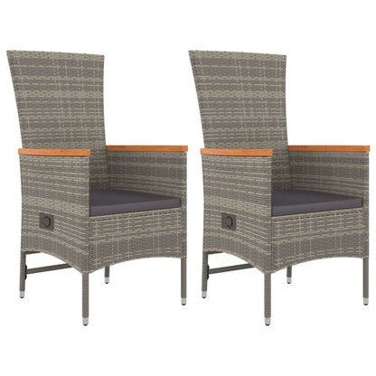 3-tlg. Garten-Essgruppe mit Kissen Grau Poly Rattan