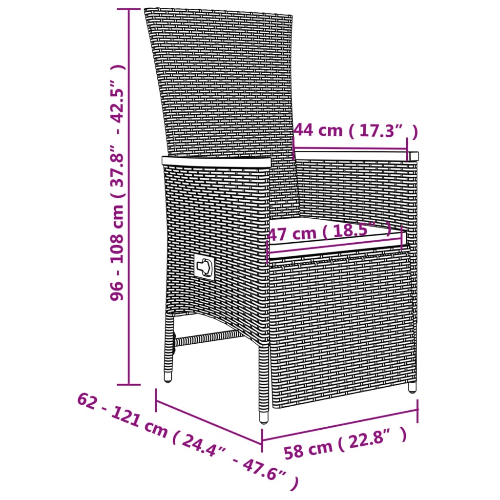 9-tlg. Garten-Essgruppe mit Kissen Grau Poly Rattan