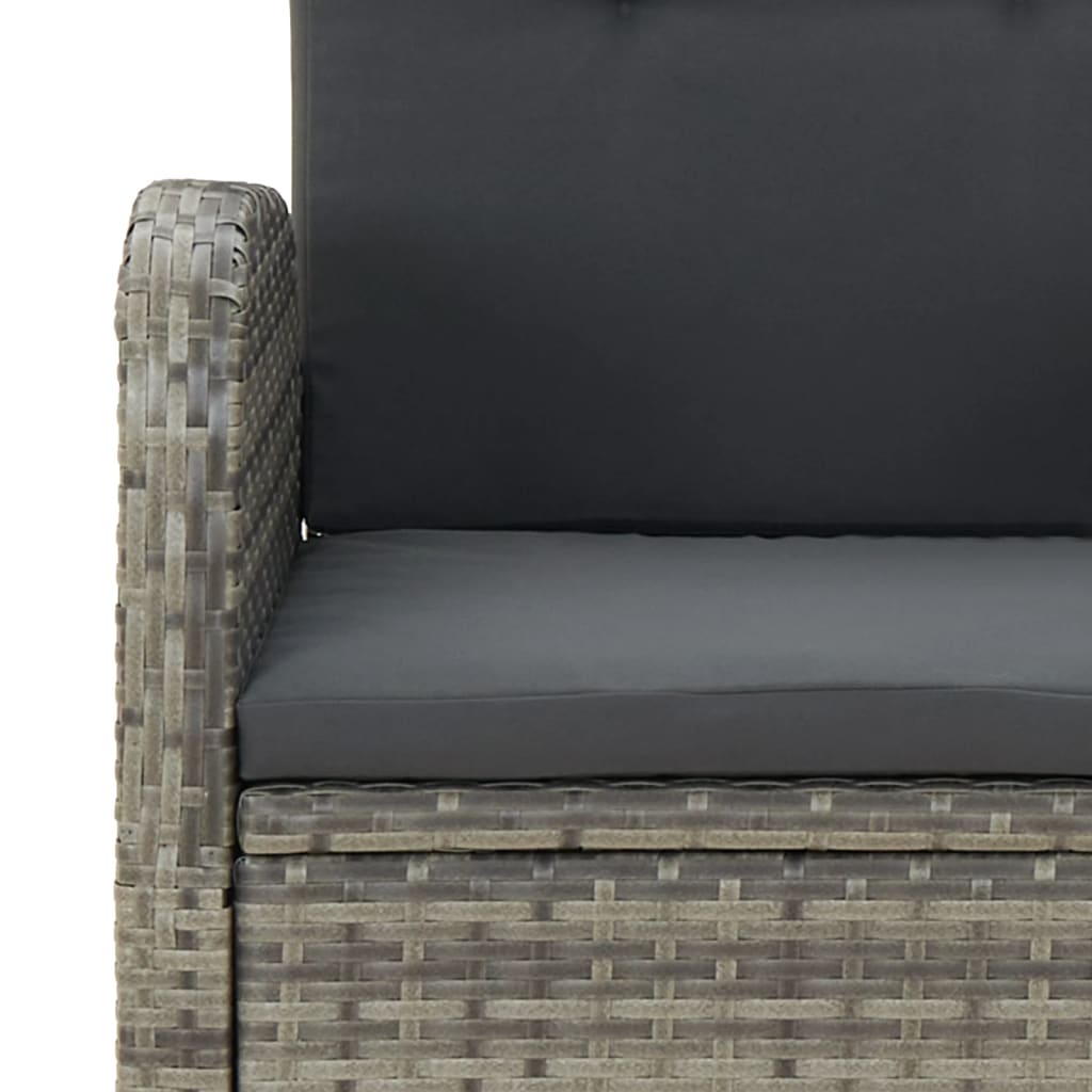 9-tlg. Garten-Essgruppe mit Kissen Grau Poly Rattan