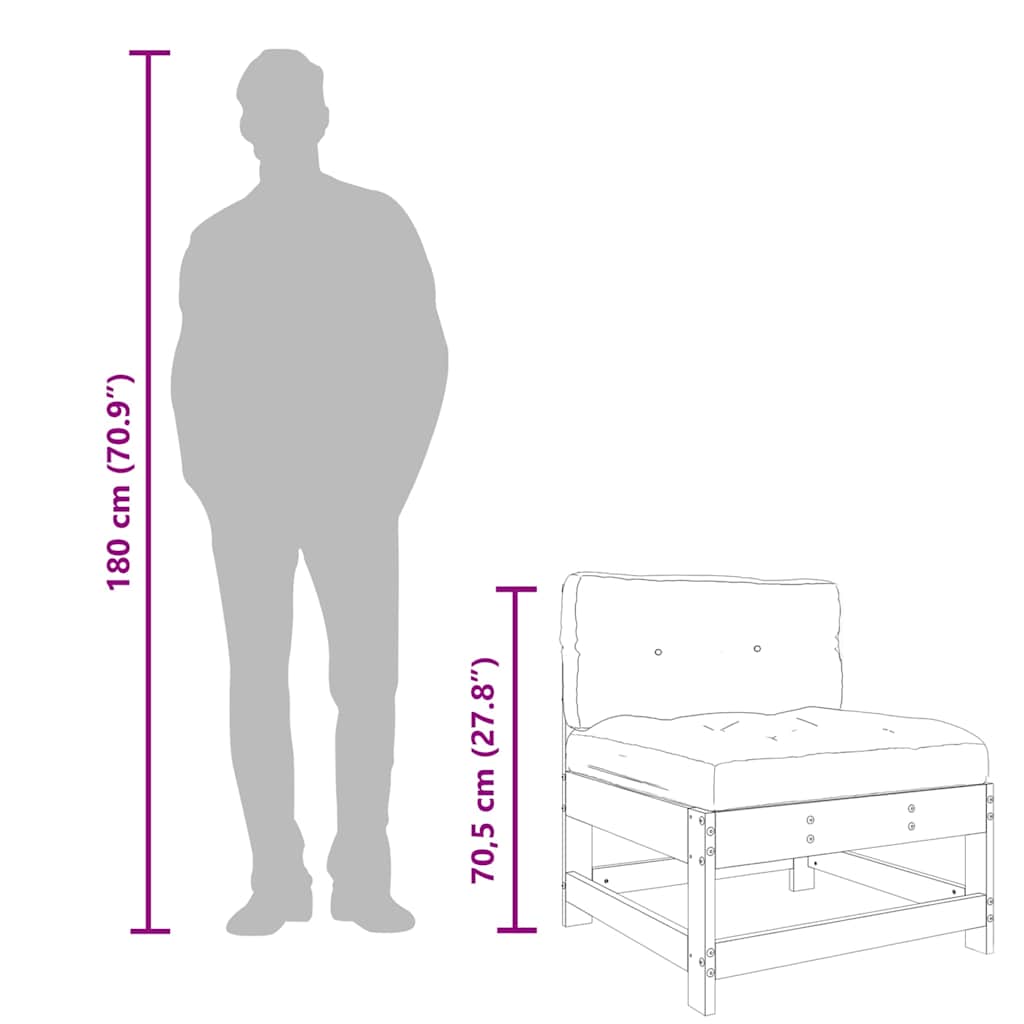 Mittelsofas mit Kissen 2 Stk. Massivholz Douglasie