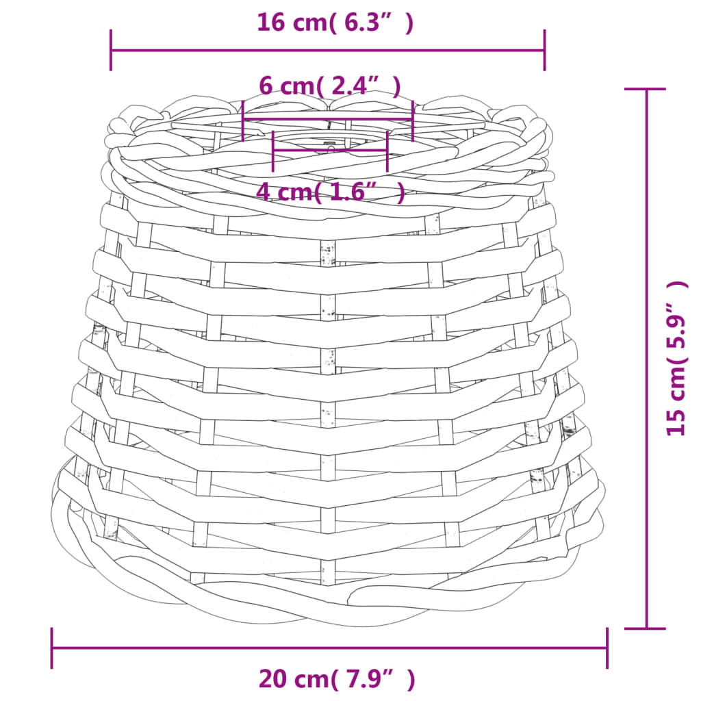 Lampenschirm Weiß Ø20x15 cm Korbweide