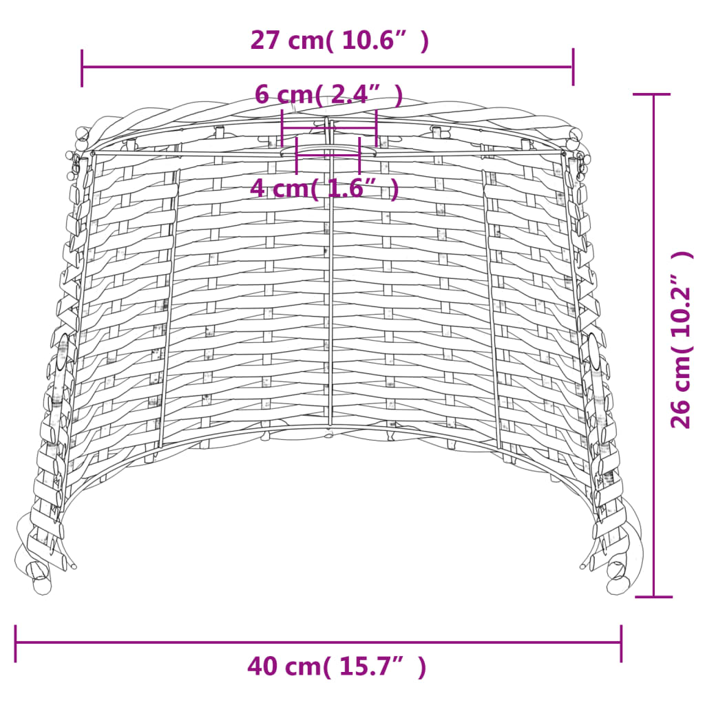 Lampenschirm Weiß Ø40x26 cm Korbweide