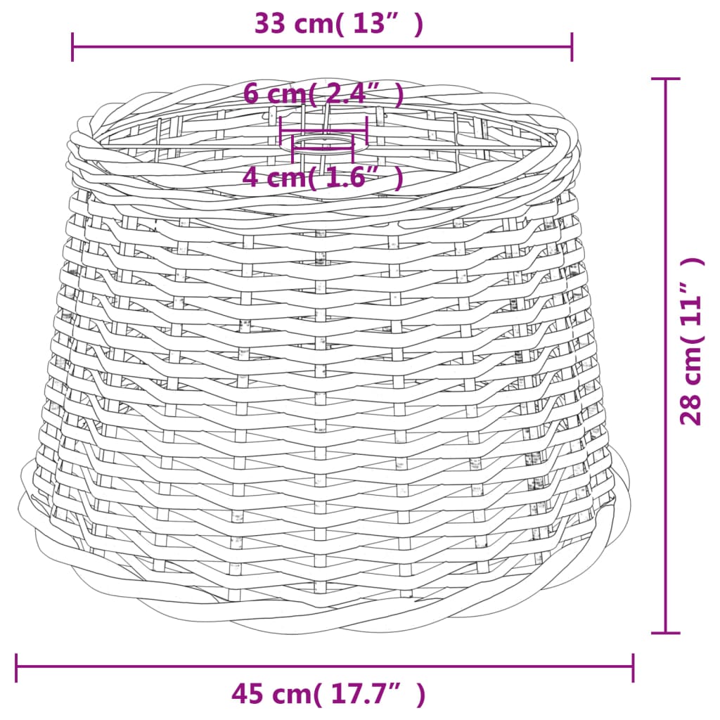 Lampenschirm Weiß Ø45x28 cm Korbweide