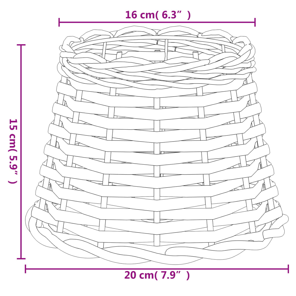 Lampshade White Ø20x15 cm Wicker