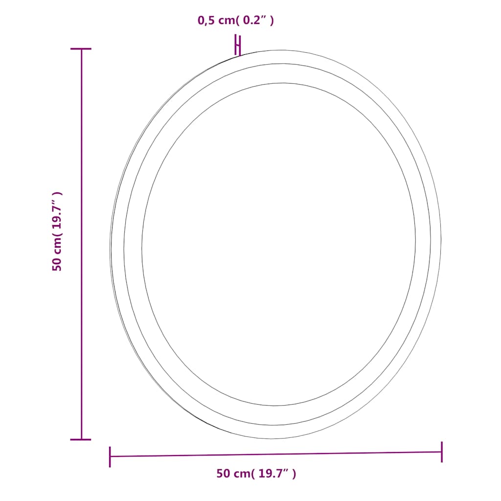 LED-Badspiegel 50 cm Rund