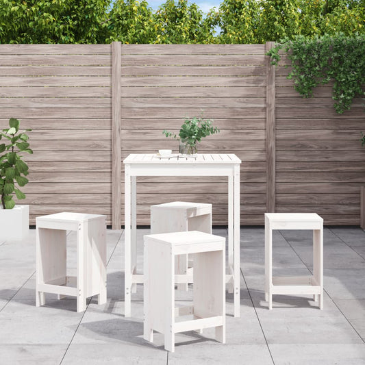 Ensemble de bar de jardin 5 pièces en pin massif blanc