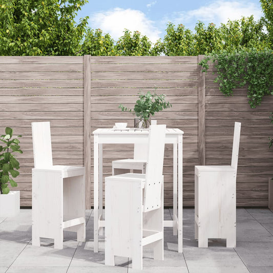Ensemble de bar de jardin 5 pièces en pin massif blanc