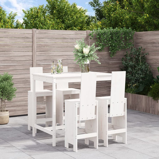 Ensemble de bar de jardin 5 pièces en pin massif blanc