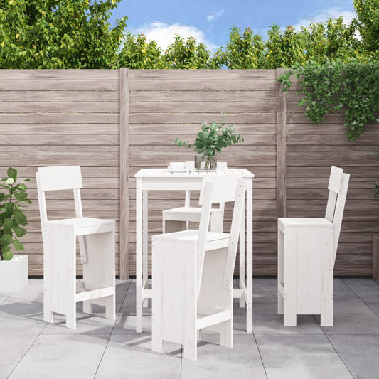 Ensemble de bar de jardin 5 pièces en pin massif blanc