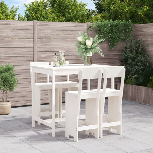 Ensemble de bar de jardin 5 pièces en pin massif blanc