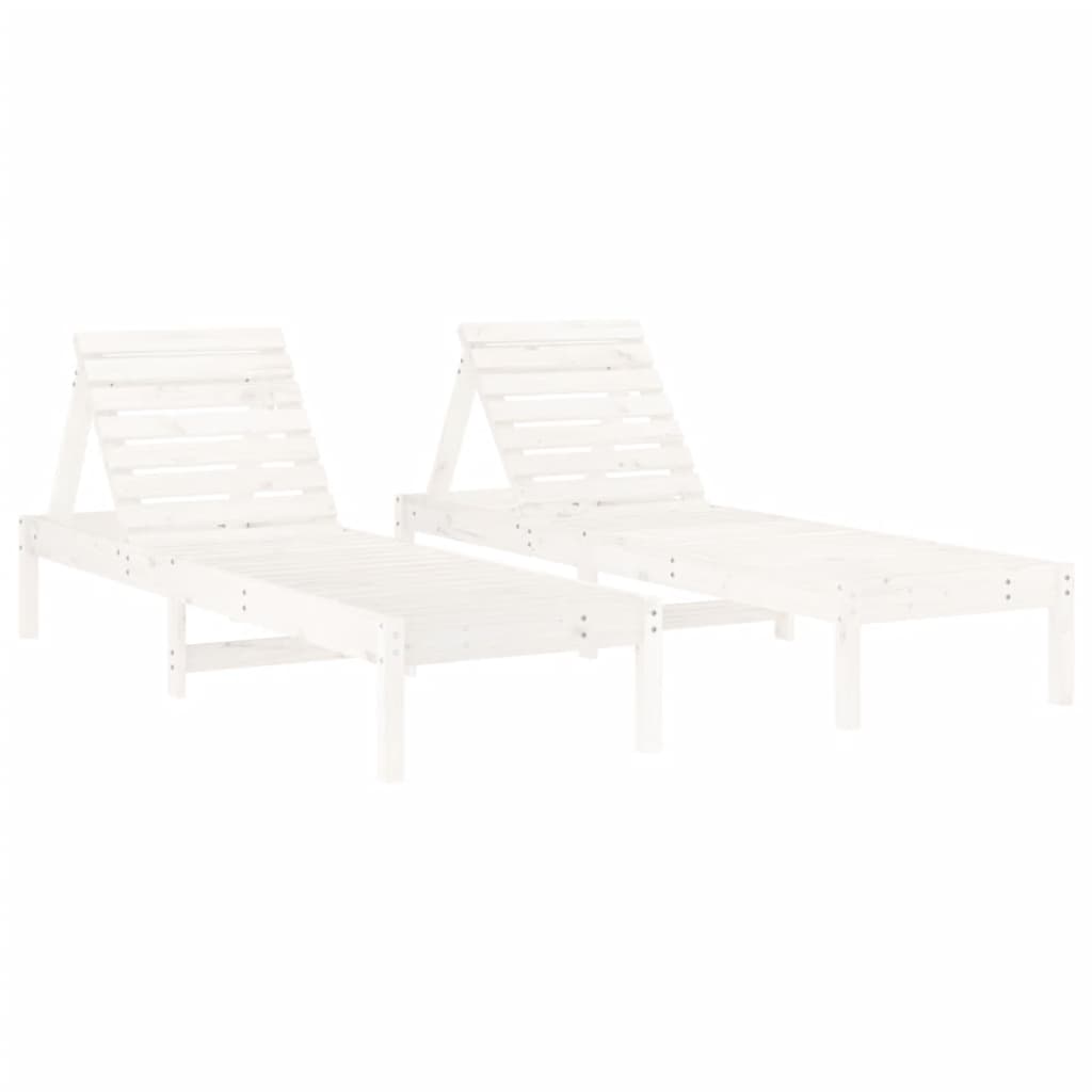 Chaises longues 2 pcs. Blanc 199,5x60x74 cm bois de pin massif