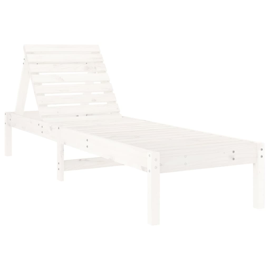 Chaises longues 2 pcs. Blanc 199,5x60x74 cm bois de pin massif