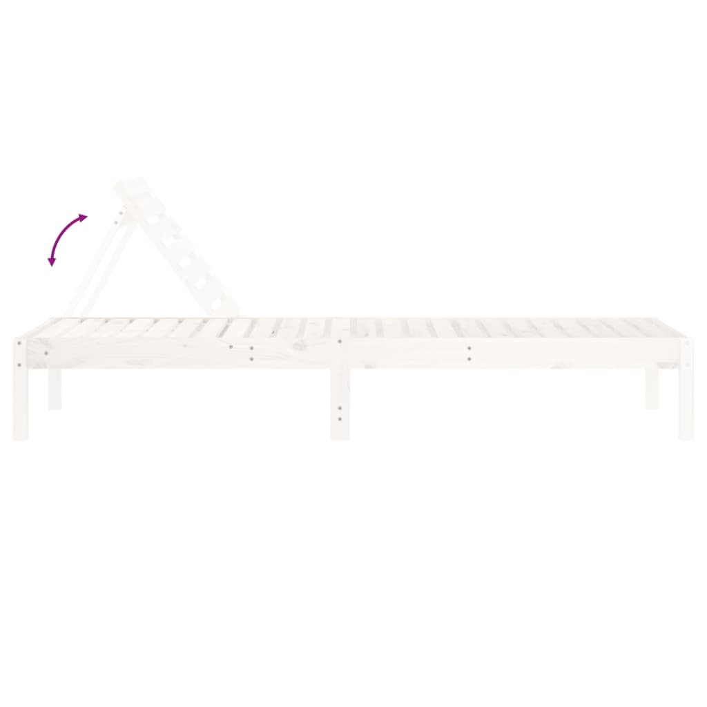 Chaises longues 2 pcs. Blanc 199,5x60x74 cm bois de pin massif