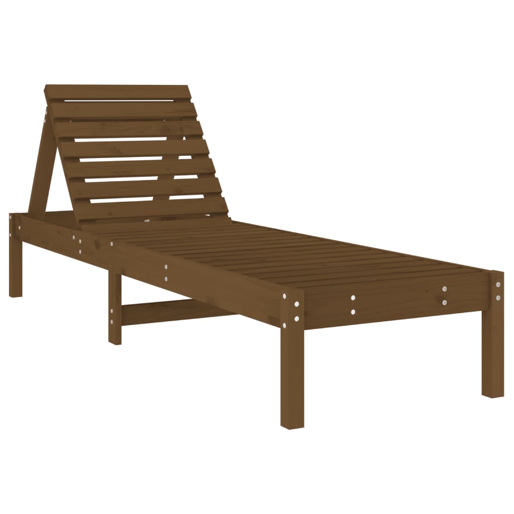 Bain de soleil marron miel 199,5x60x74 cm bois de pin massif