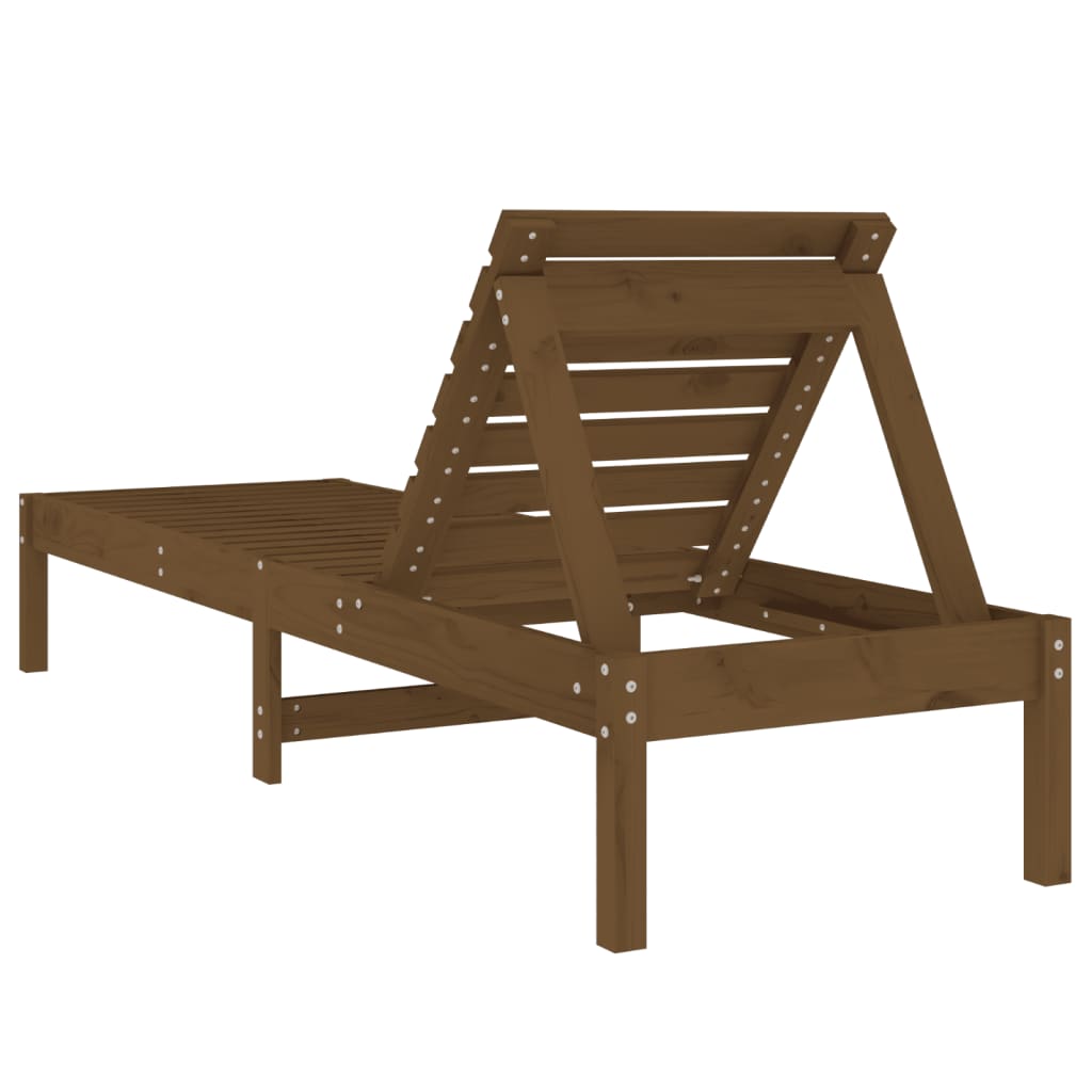 Bain de soleil marron miel 199,5x60x74 cm bois de pin massif