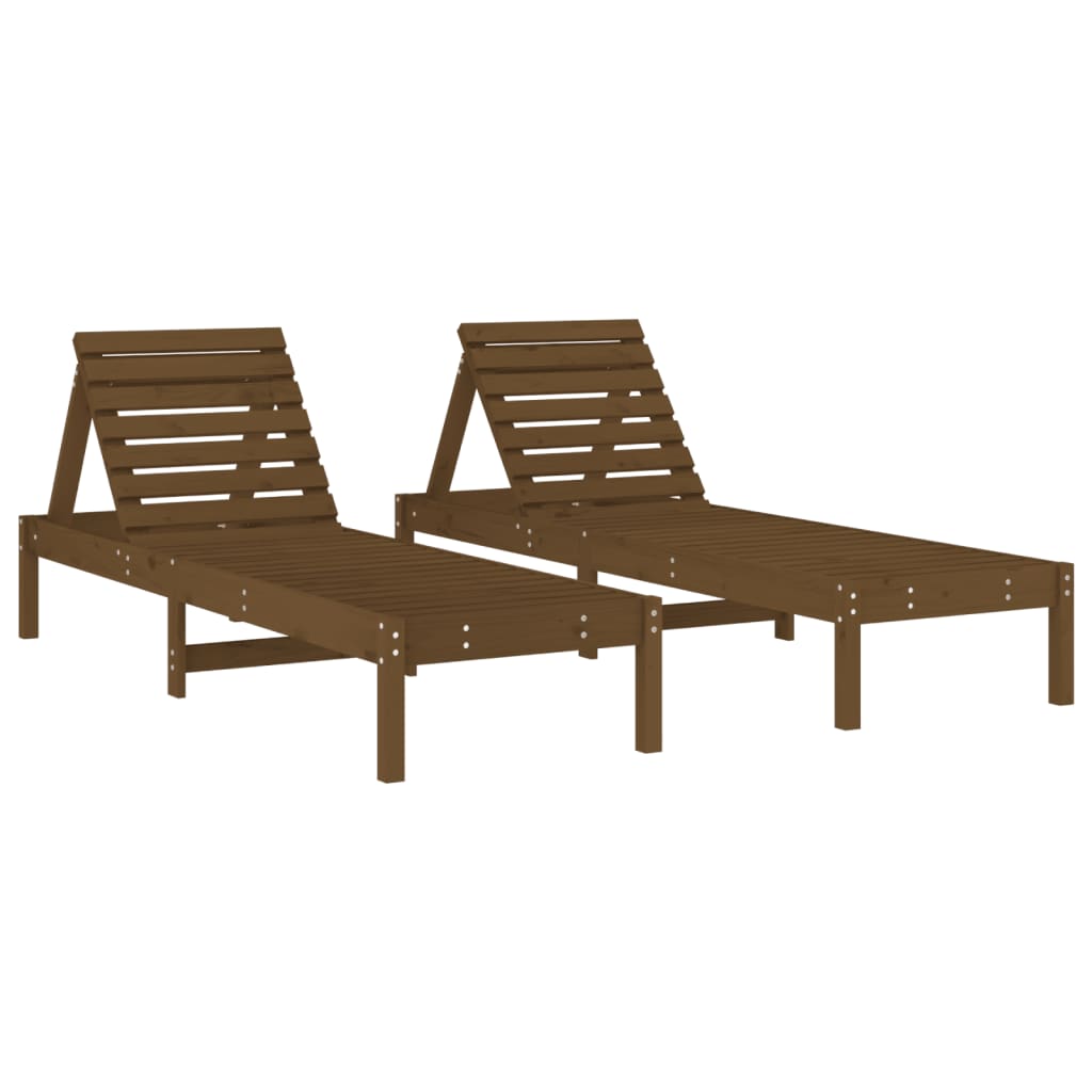 Chaises longues 2 pcs. Brun miel 199,5x60x74 cm bois de pin massif