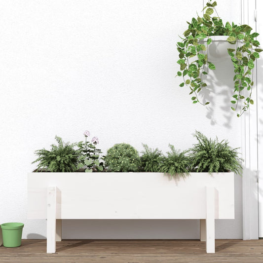 Raised bed white 101x30x38 cm solid pine wood