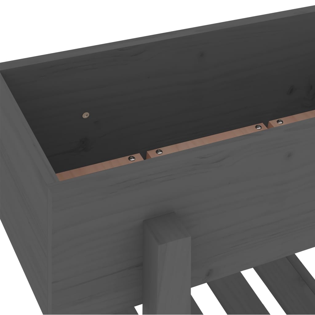 Lit surélevé gris 101x30x69 cm bois de pin massif