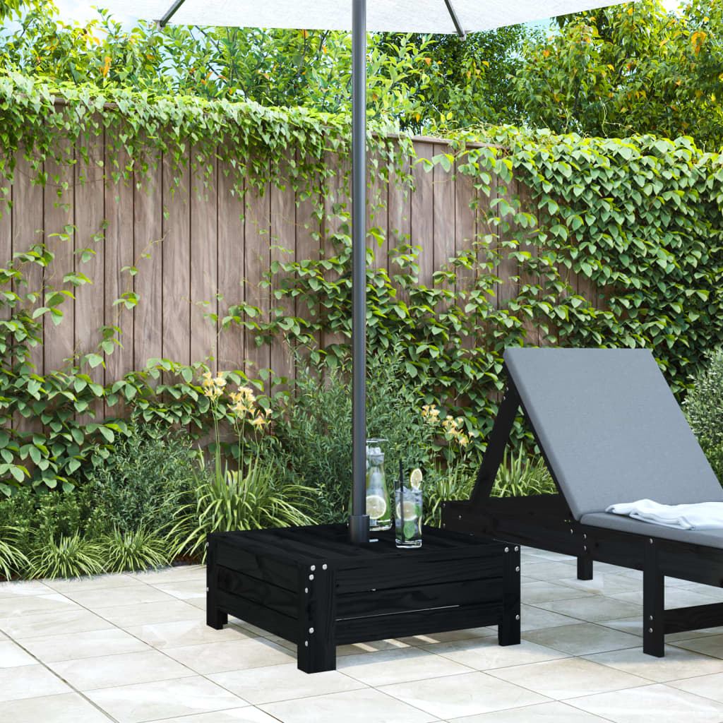 Housse pour pied de parasol en bois de pin massif noir