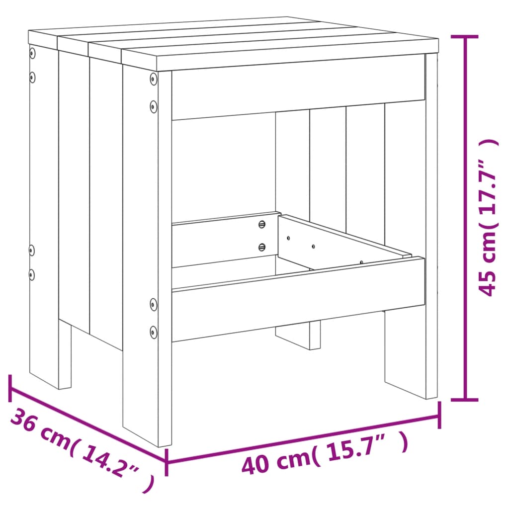 Gartenhocker 2 Stk. Grau 40x36x45 cm Massivholz Kiefer