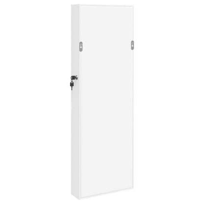 Schmuckschrank mit Spiegel Wandmontage Weiß 30x8,5x90 cm